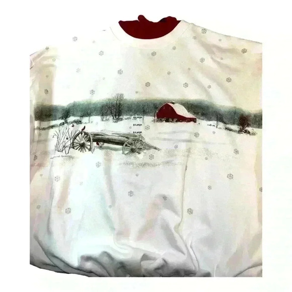 90s Nature Village View Oversized Sweatshirt Vintage Art Size XL Women - Picture 1 of 11